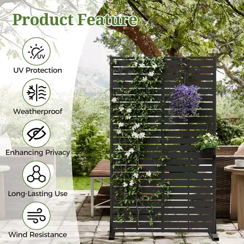 Paravent extérieur 152 cm H x 89 cm L avec support, Brise-vue en PEHD, Clôture d'intimité autoportante, Panneau de séparation pour terrasse, balcon, jardin