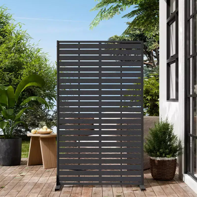 NAYSAYE Outdoor Privacy Screen 60in H x 35in W with Stand HDPE Louver Privacy Fence Freestanding Patio Divider Panel for Deck Balcony Backyard