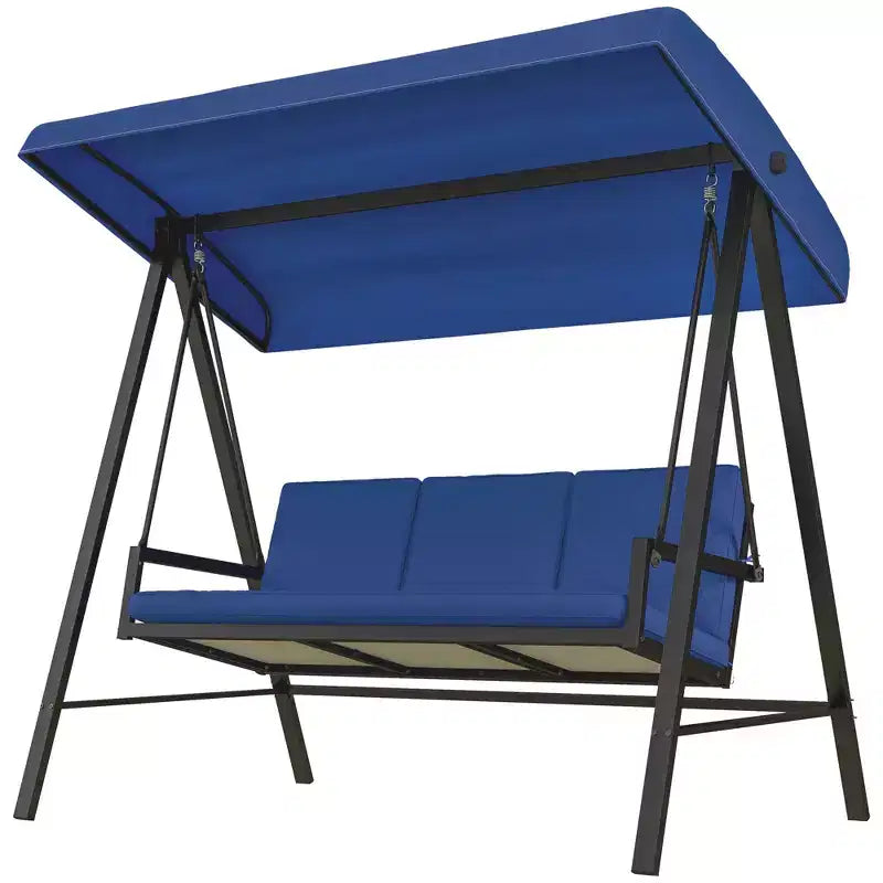 Balançoire de porche 3 places, balancelle de terrasse avec auvent réglable, coussins amovibles pour jardin, cour et bord de piscine