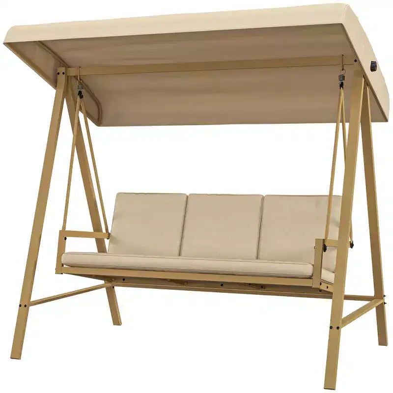 Balançoire de porche 3 places, balancelle de terrasse avec auvent réglable, coussins amovibles pour jardin, cour et bord de piscine