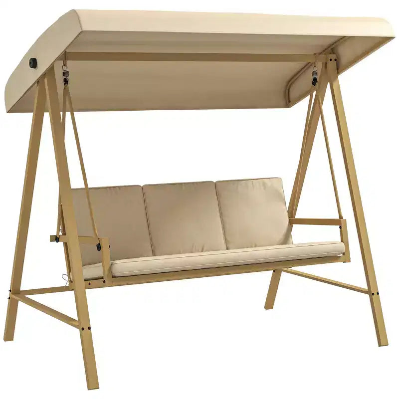 Outsunny 3-Seat Outdoor Porch Swing, Patio Swing Chair with Adjustable Canopy, Removable Cushions for Garden, Backyard, and Poolside