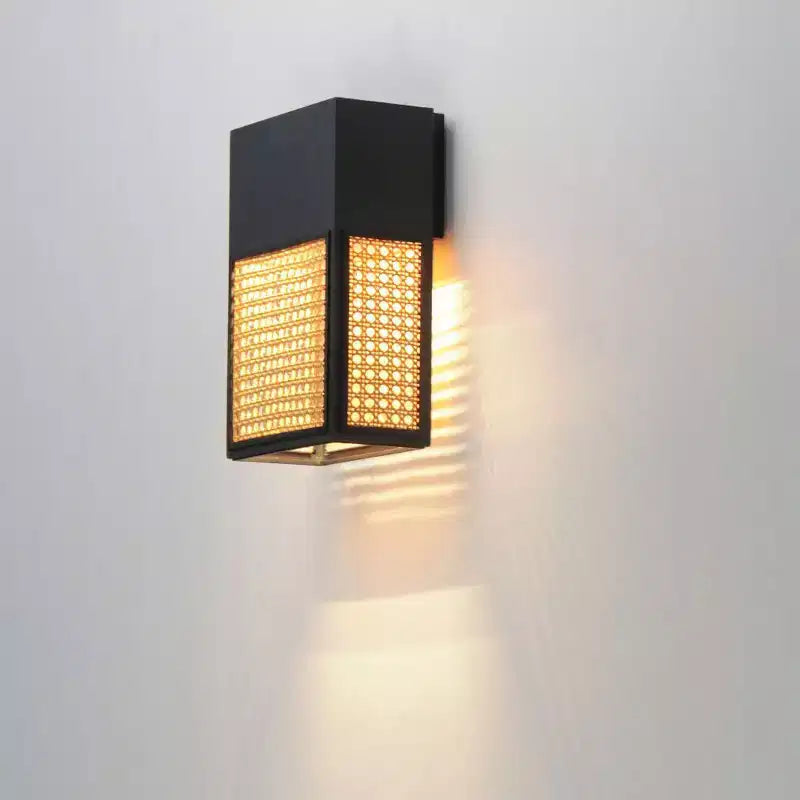 Applique murale Light en noir/rotin