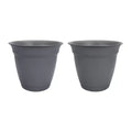HC Companies 12 Inch Eclipse Planter Indoor Outdoor Round Classic Pot w/ Attached Saucer for Flowers, Vegetables, and Succulents, Warm Gray (2 Pack)