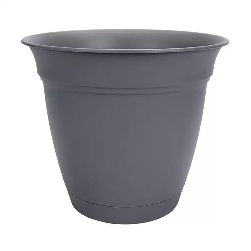 Pot de fleurs rond classique de 30 cm avec soucoupe intégrée pour plantes d'intérieur et d'extérieur, pour fleurs, légumes et plantes grasses, gris chaud