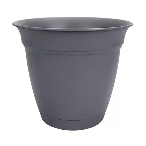 Pot de fleurs rond classique de 30 cm avec soucoupe intégrée pour plantes d'intérieur et d'extérieur, pour fleurs, légumes et plantes grasses, gris chaud