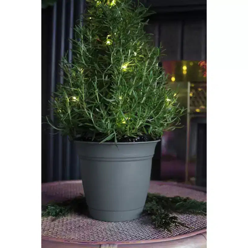 Pot de fleurs rond classique de 30 cm avec soucoupe intégrée pour plantes d'intérieur et d'extérieur, pour fleurs, légumes et plantes grasses, gris chaud