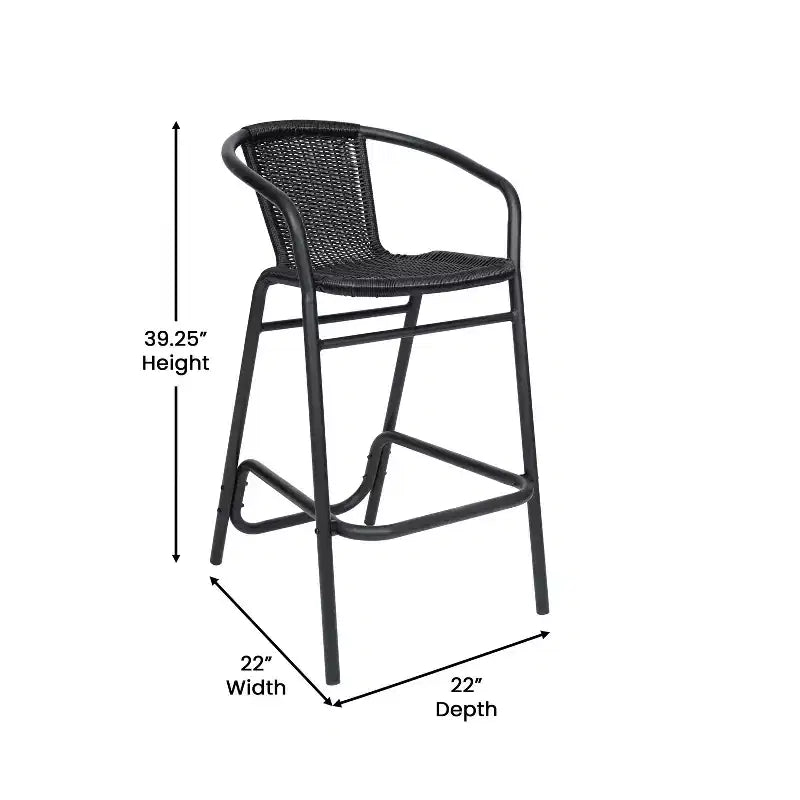 Tabouret de bar en rotin style restaurant d'extérieur