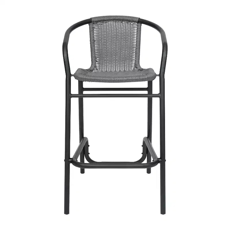 Tabouret de bar en rotin style restaurant d'extérieur