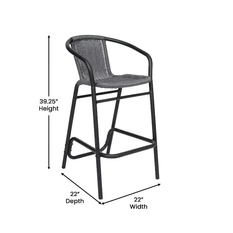 Tabouret de bar en rotin style restaurant d'extérieur