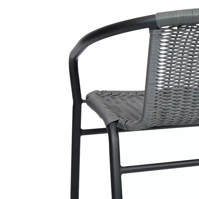 Tabouret de bar en rotin style restaurant d'extérieur