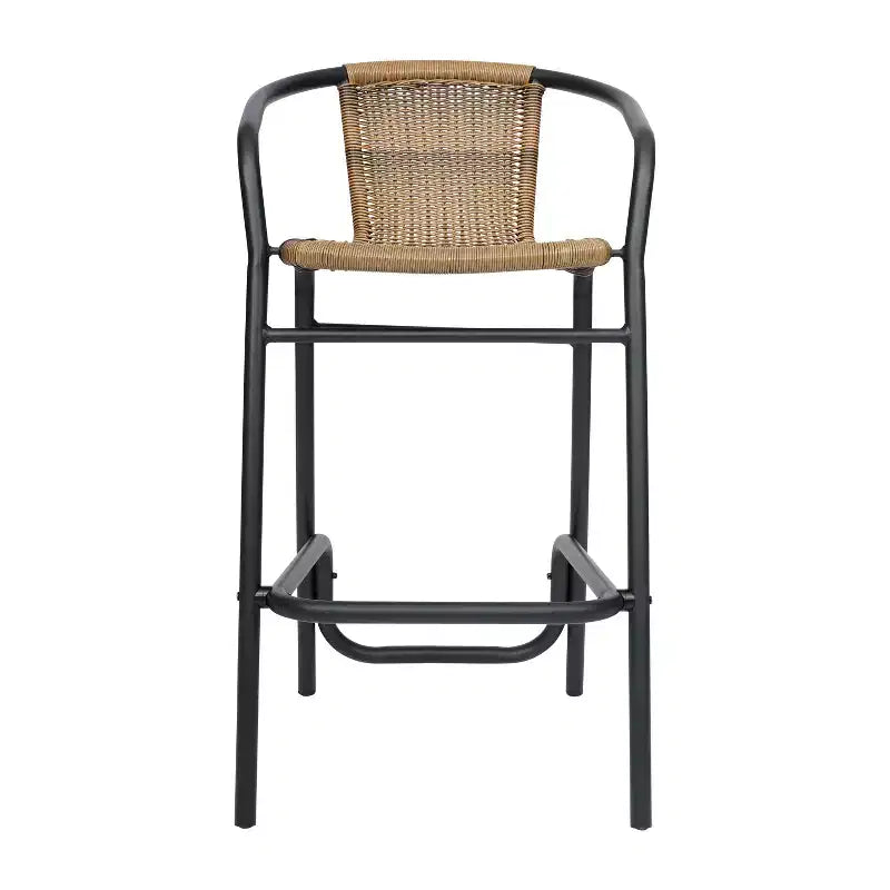 Tabouret de bar en rotin style restaurant d'extérieur