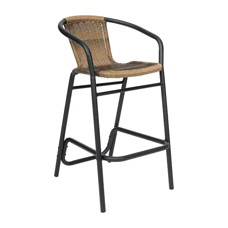Tabouret de bar en rotin style restaurant d'extérieur