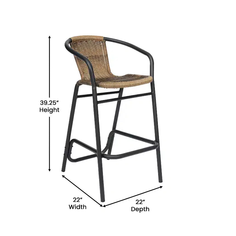 Tabouret de bar en rotin style restaurant d'extérieur