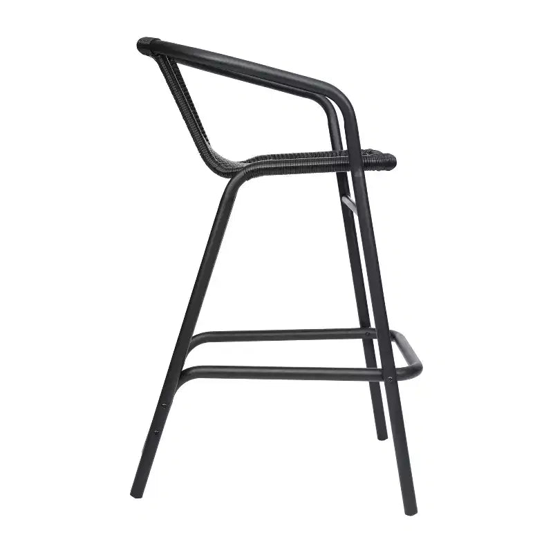 Tabouret de bar en rotin style restaurant d'extérieur