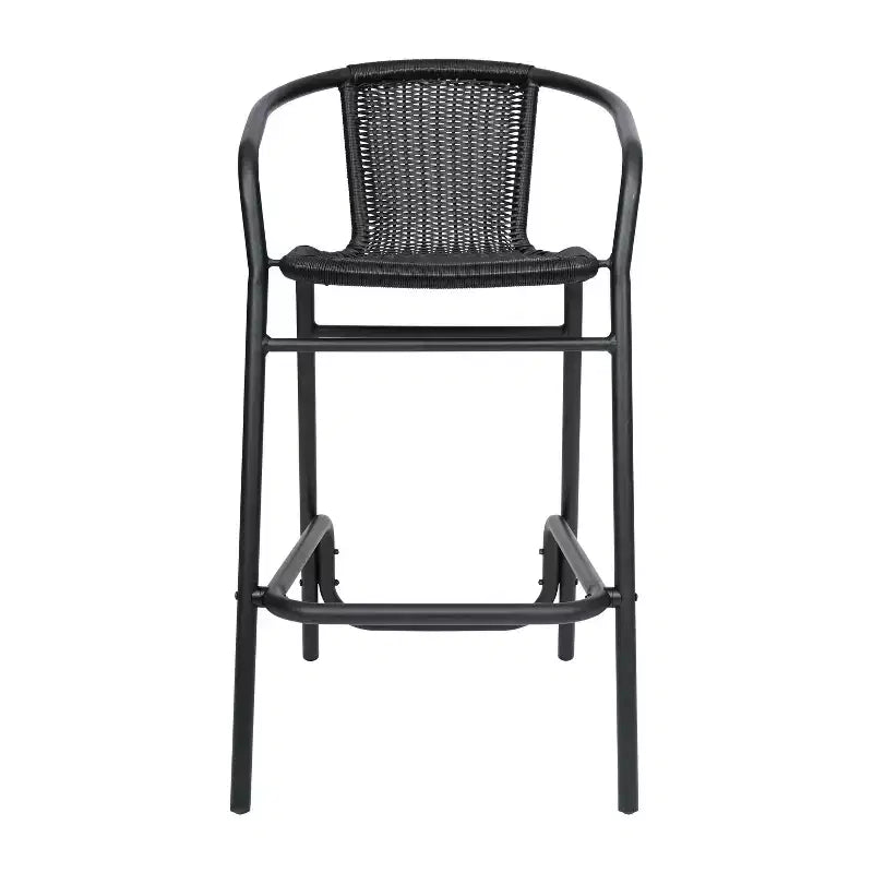 Tabouret de bar en rotin style restaurant d'extérieur