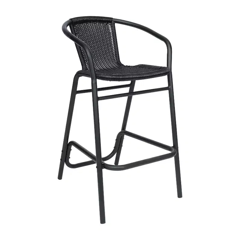 Tabouret de bar en rotin style restaurant d'extérieur
