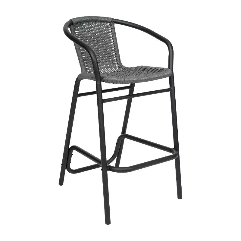 Tabouret de bar en rotin style restaurant d'extérieur