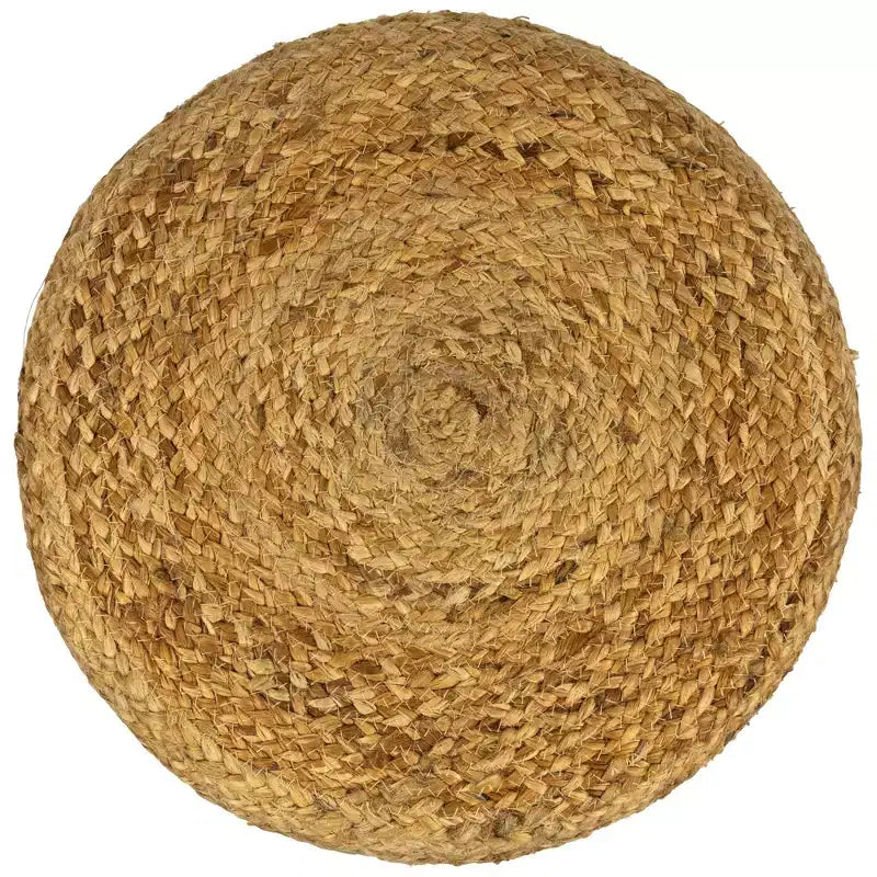 Tabouret de pied à trois pieds fait main en jute tressée beige et bois