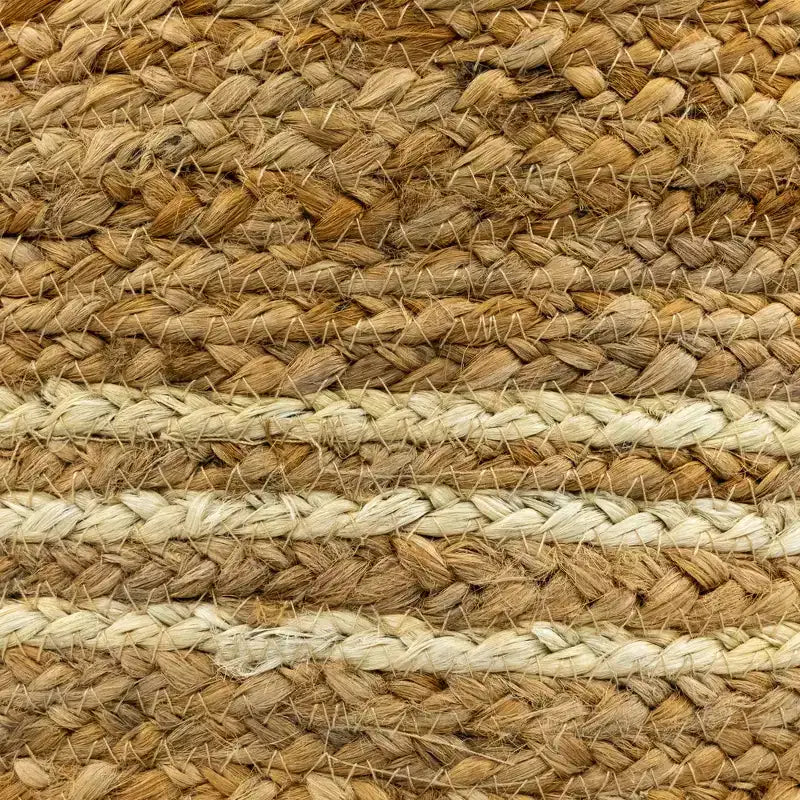 Tabouret de pied à trois pieds fait main en jute tressée beige et bois