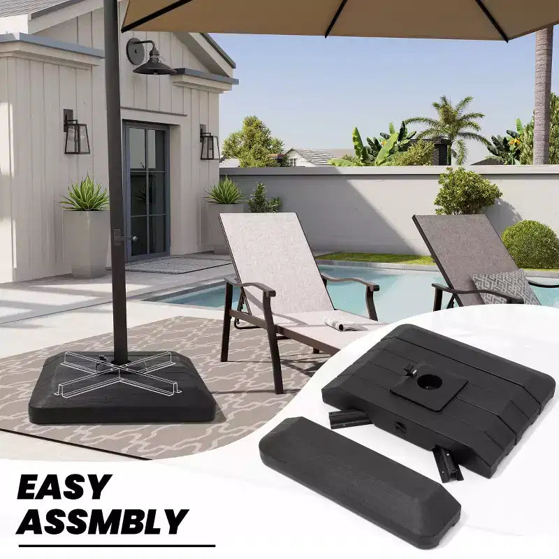 Parasol déporté inclinable 2 étages avec base lestée pour patio, ombre à 360 degrés
