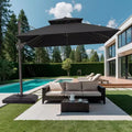 Crestlive Products 10 Feet Square 2-Tier Top Patio Cantilever Offset Umbrella 360 Shade With Weighted Base